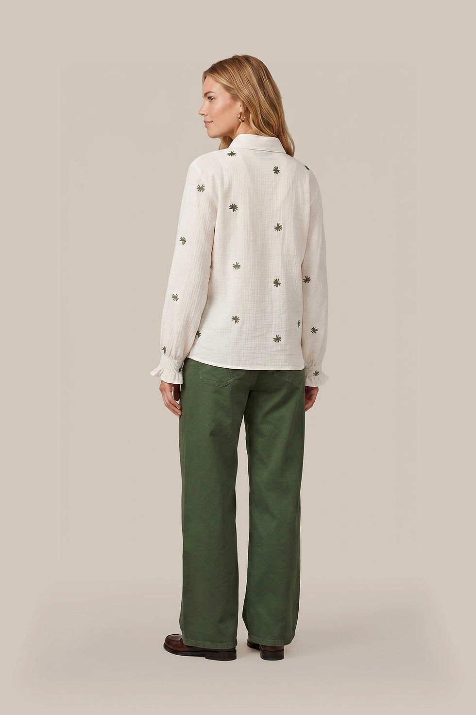 Thumbnail: CS the Label blouse Lancy offwhite/dark olive