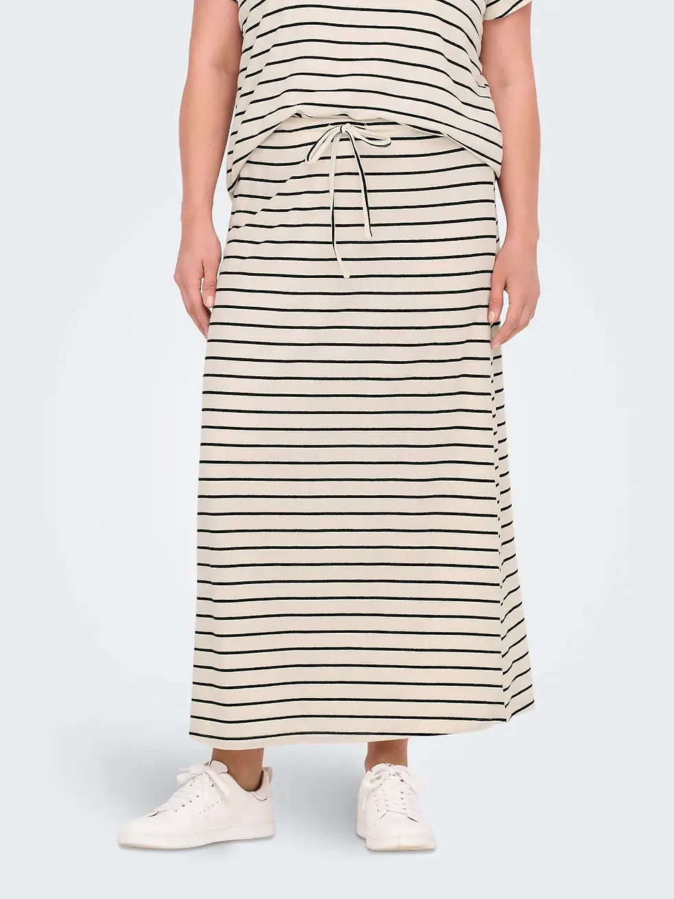 Thumbnail: ONLY Carmakoma rok CARJANA beige/zwart gestreept