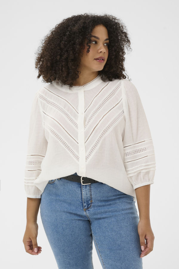 Thumbnail: Kaffe Curve blouse Liwa  chalk