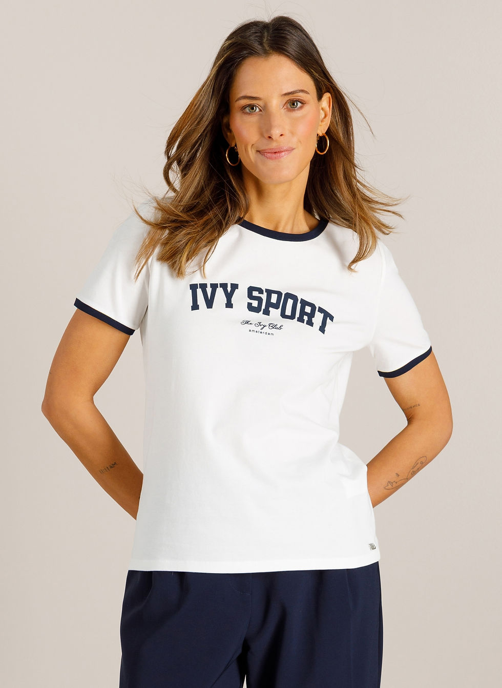 Thumbnail: IVY Beau T-shirt Vjenna offwhite/night blue