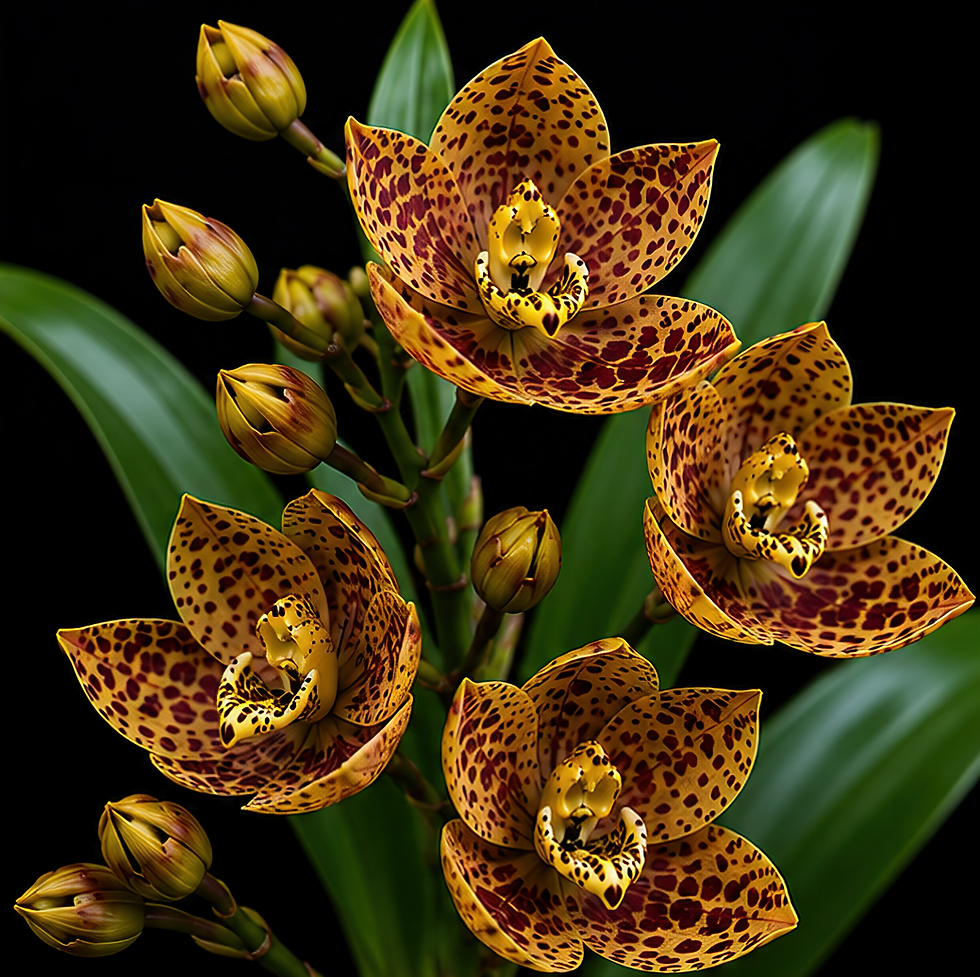 Miniatura: Cycnoches cooperi ‘Dark Star’ × Cycnoches Richard Brandon ‘Sun Spots’
