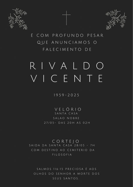 Com pesar, a Liga Regional de Futebol de Salão do Litoral Paulista comunica o falecimento do árbitro Rivaldo Vicente (1959–2025).