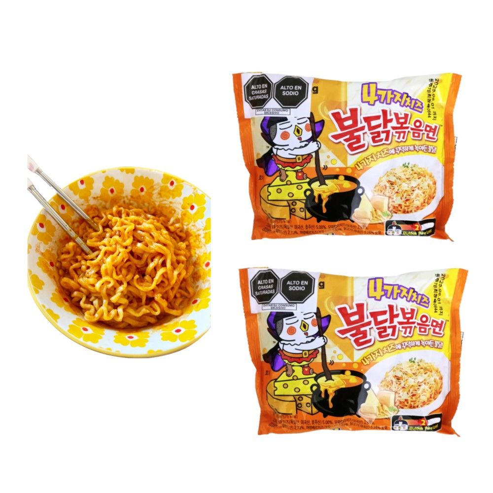 Pack 2u Fideos Ramen Buldak Sabor 4 Quesos 145gr