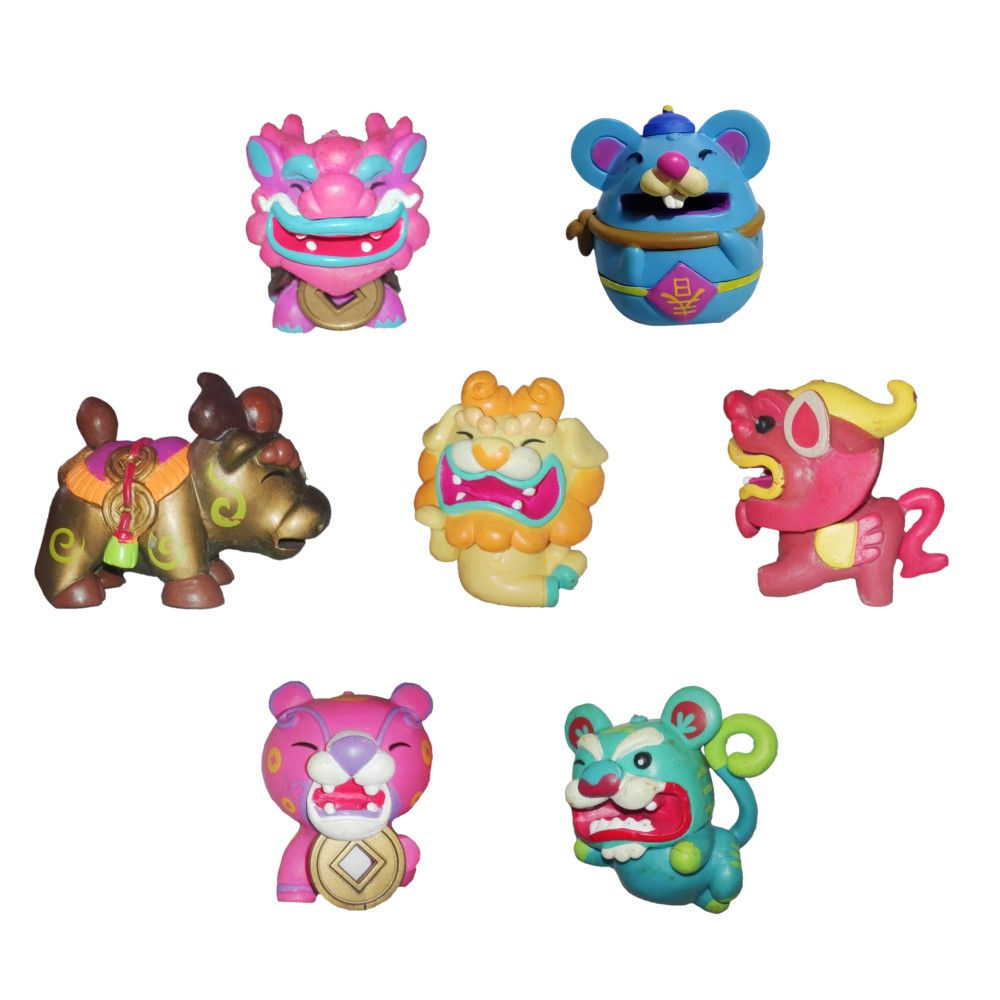 Set Llaveros Lucky Star 7u Buey|Dragon Genbu|Qilin|Leon Foo|Rata|Tigre|Leopardo
