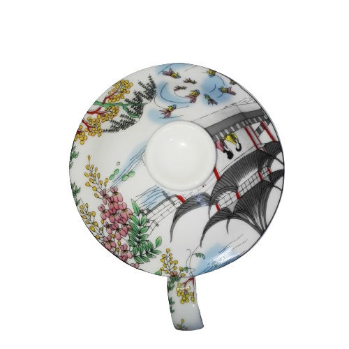 Thumbnail: Taza Ceramica Con Filtro Oriental Palacio Pagoda Peces 3pza