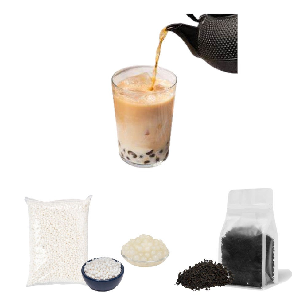 Pack Bubble Tea 2u Te Negro y Perlas de Tapioca Blanca