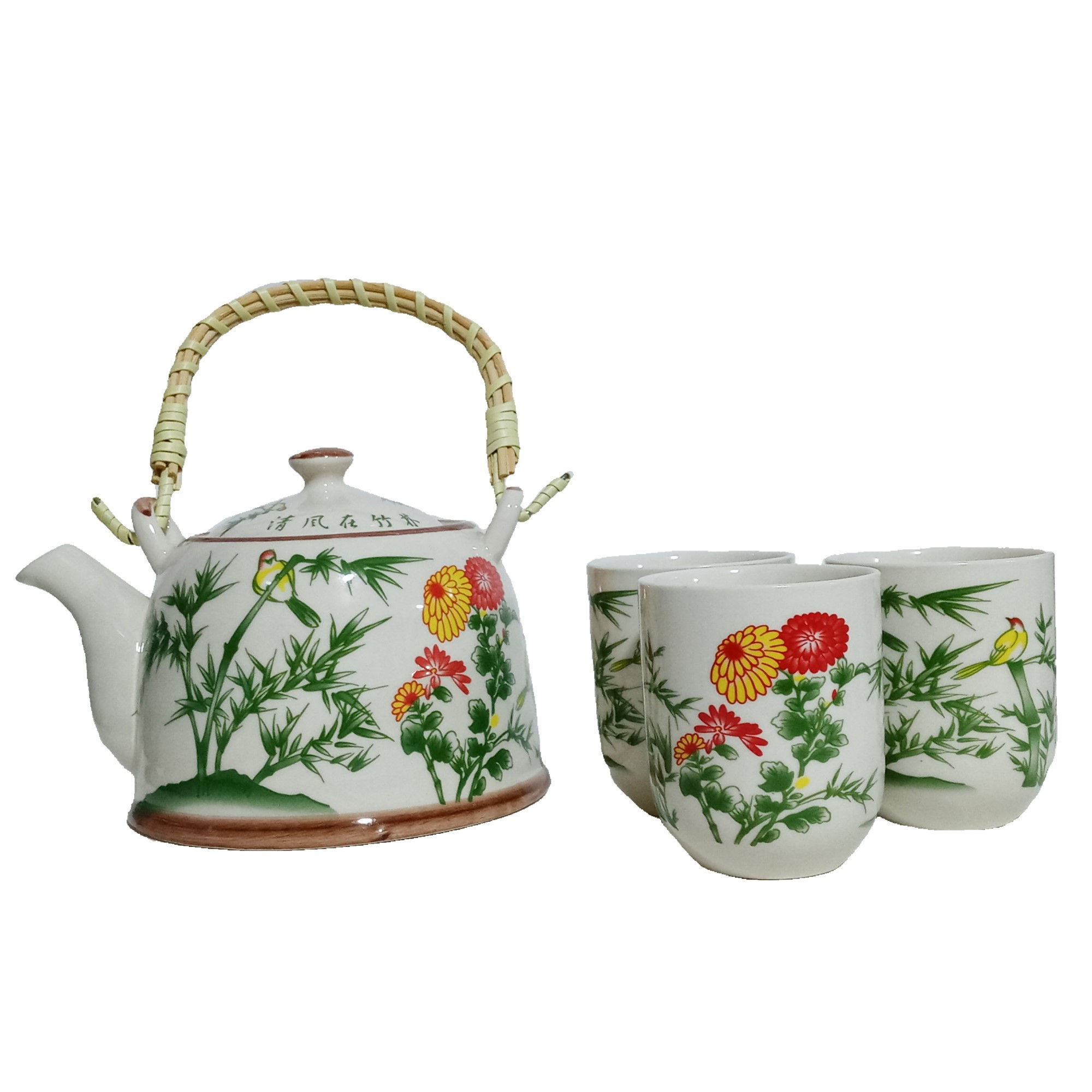 Set Tetera Para Infusion Oriental Con Filtro Bosque Bambu 7pza