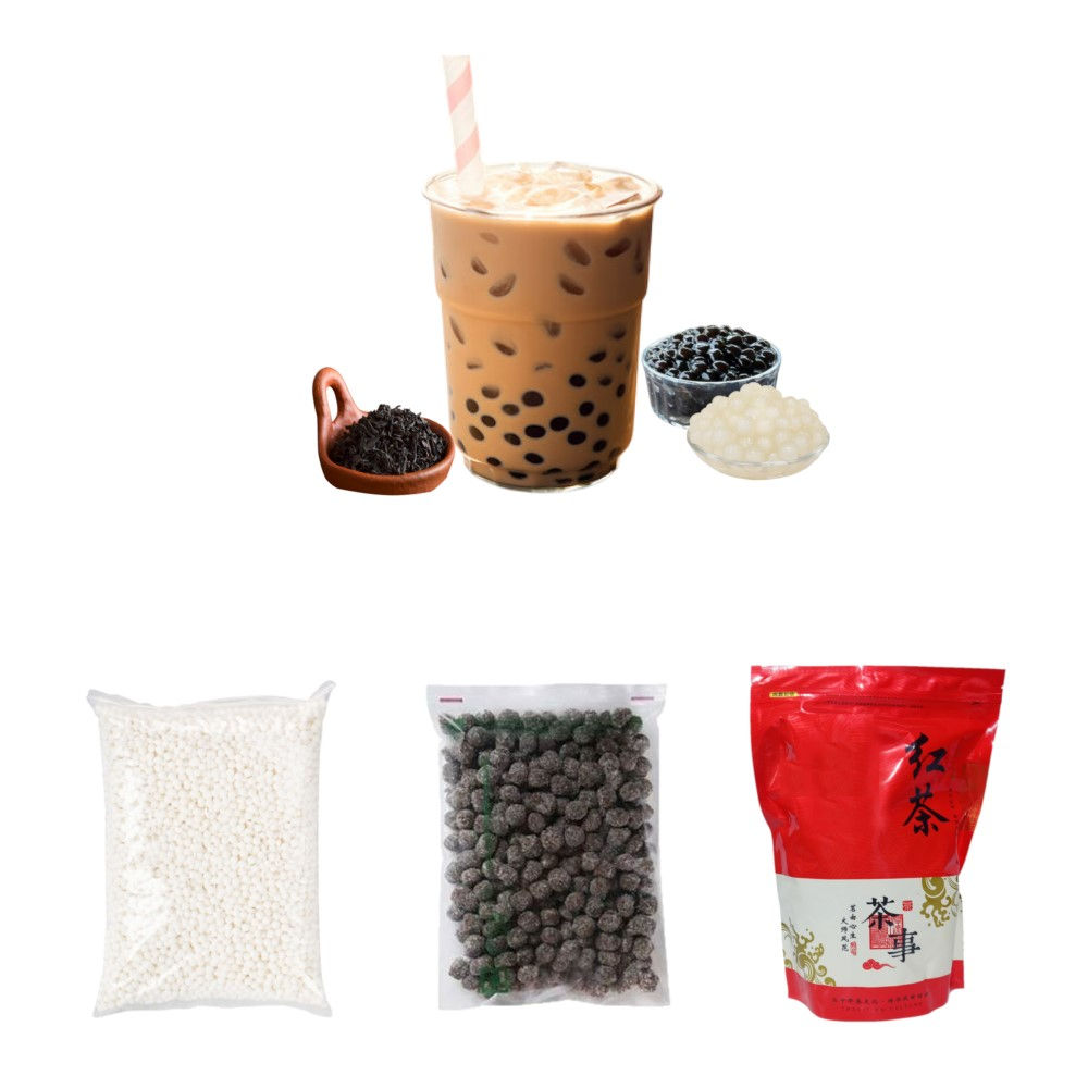 Pack Bubble Tea 3u Te Negro | Perlas de Tapioca Negro y Blanco