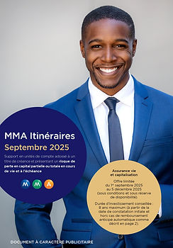 Affiche avec un jeune homme qui fait la promotion des placements MMA Itinéraires en septembre 2025