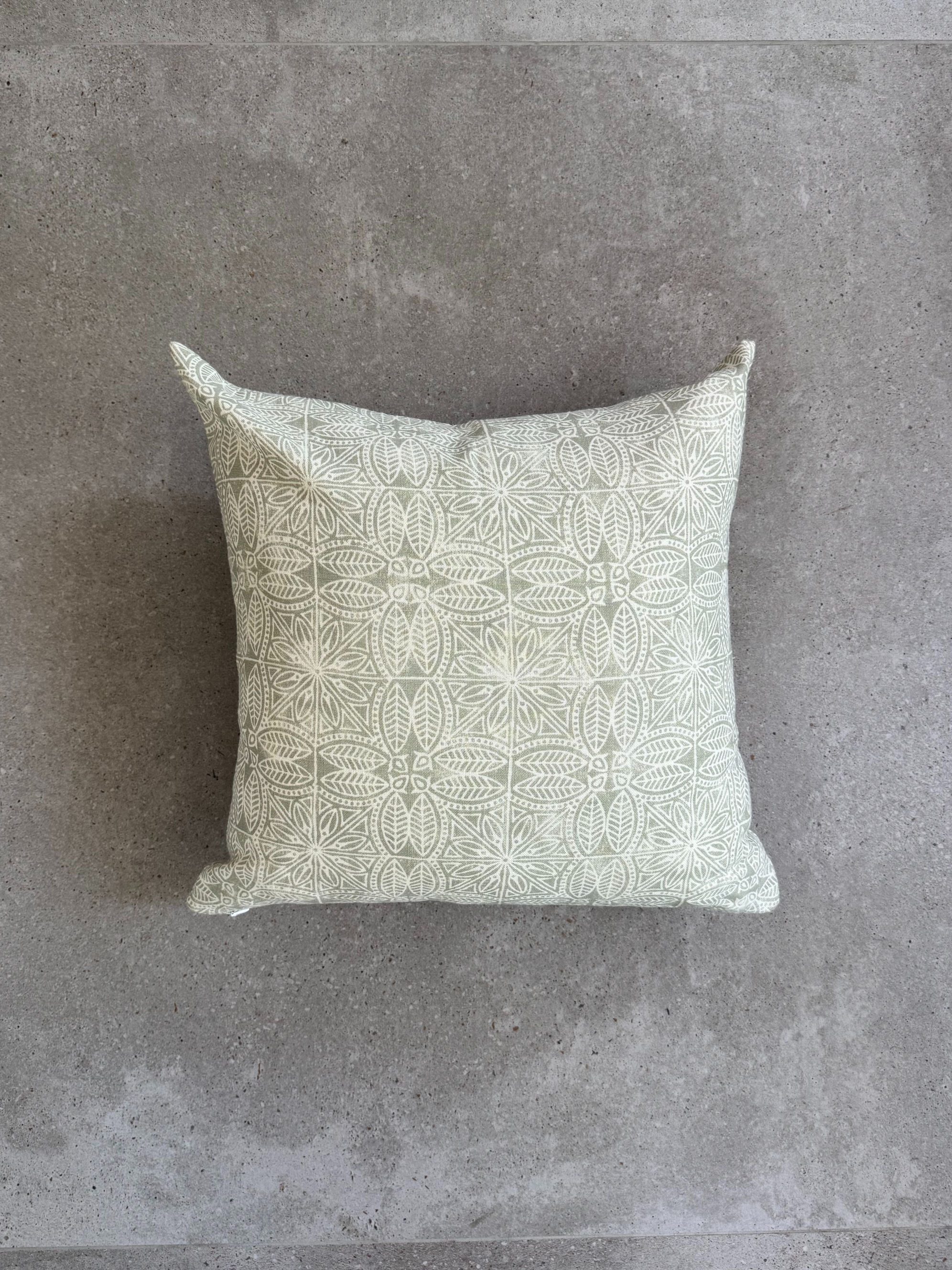 Elizabeth Eakins Pillow - Sage Leaf Pattern