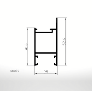 Desenho técnico | perfil de alumínio para esquadrias | suprema | AT-SU039  | Bauxita Metais