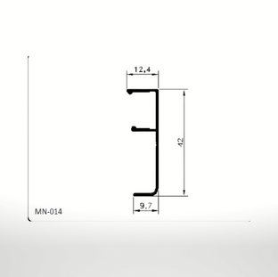 Desenho técnico | perfil de alumínio para esquadrias | integrada | AT-MN014 | Bauxita Metais