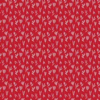 Red White Branches Fabric