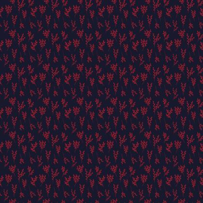 Navy Red Branches Fabric
