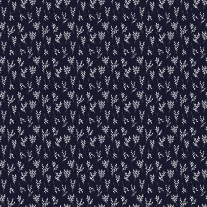Navy White Branches Fabric