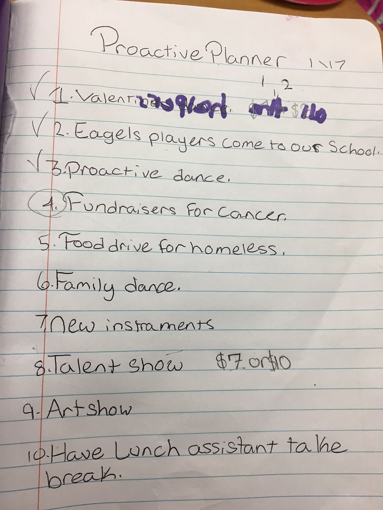 Students add their own agenda items!