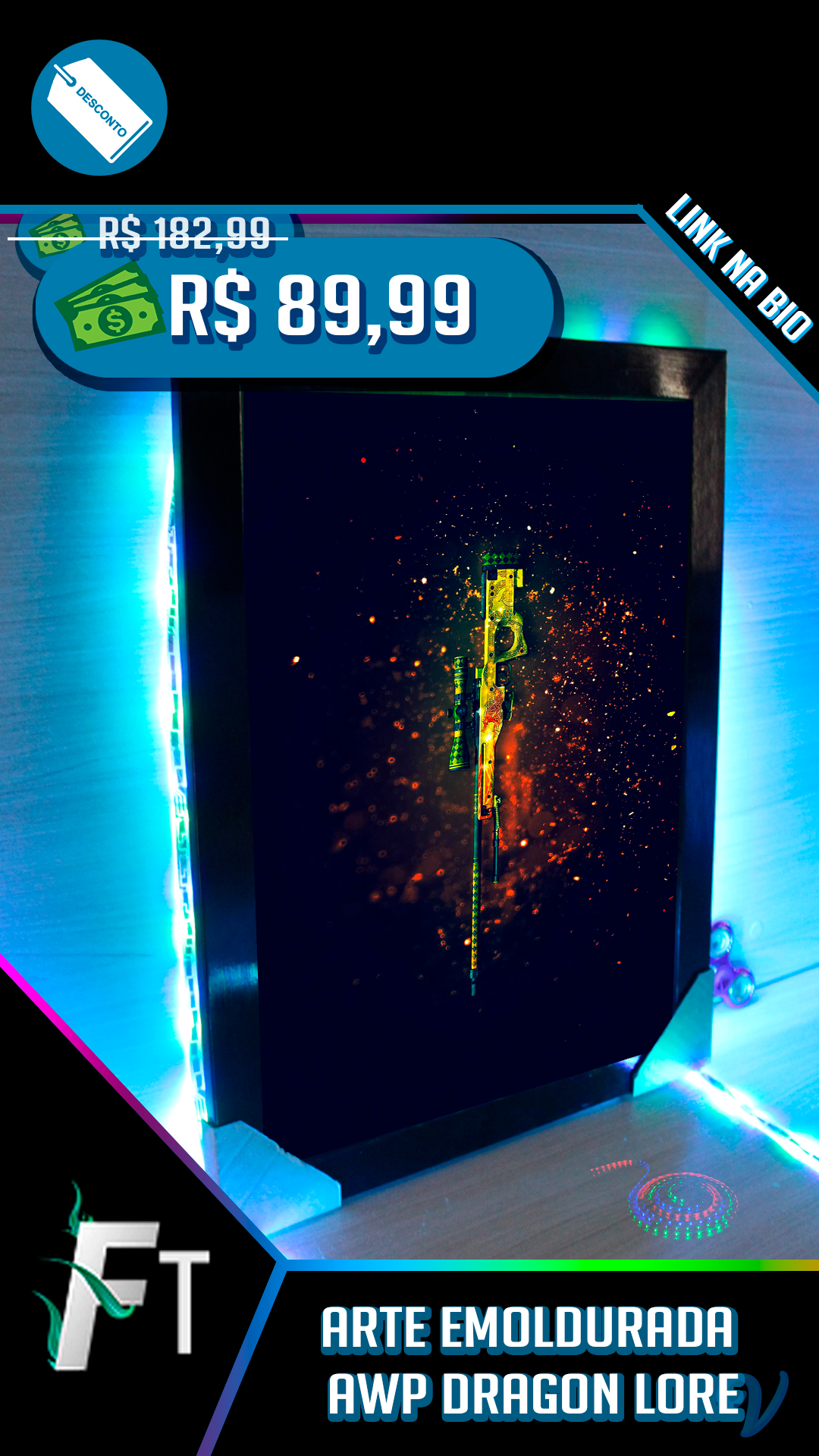 Placa Decorativa Csgo Awp Dragon Lore