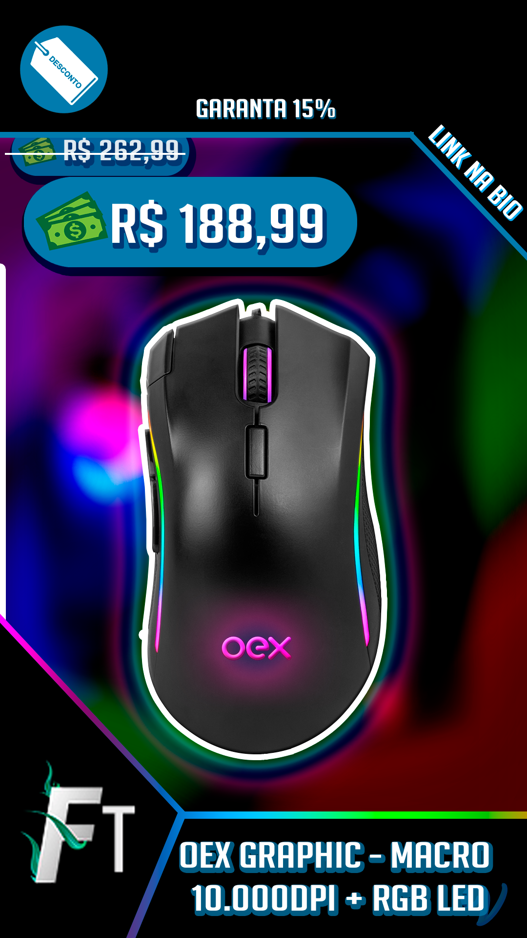 Mouse Gamer Graphic 10000dpi OEX