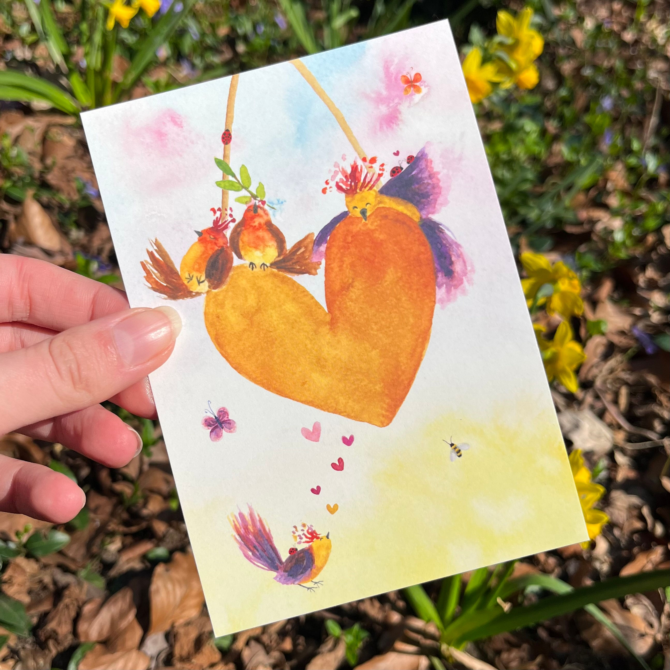 'Vogelhart' Ansichtkaart A6