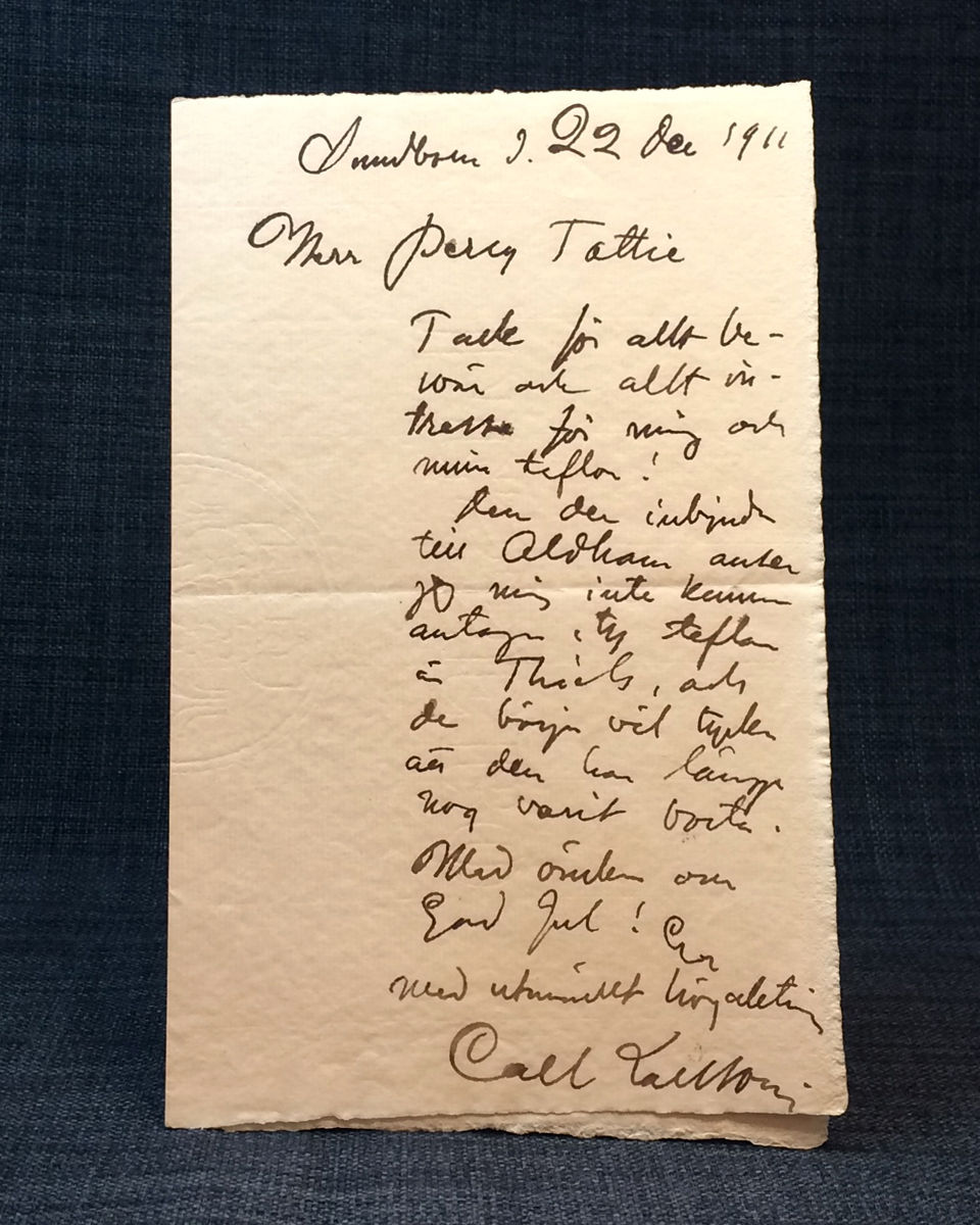 Carl Larsson Egenhändigt brev Autograph holograph letter