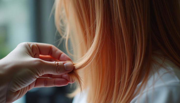 Close-up view of hair strands being coloured with ammonia free dye