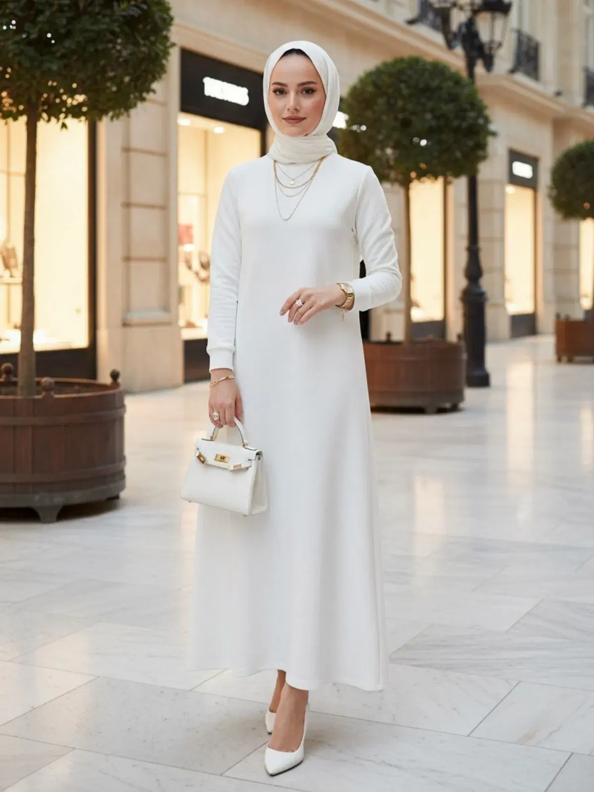 Samyella Trend Scuba Elbise ELB100453 – Beyaz