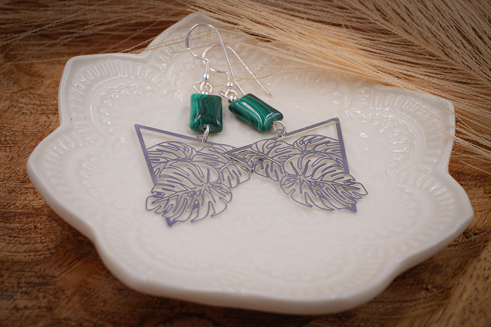 Miniature : Boucles d’oreilles en Malachite naturelle
