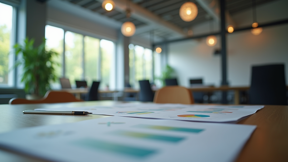 Close-up van een bureau met marketingplannen en notities