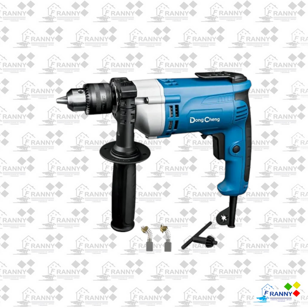 Taladro eléctrico azul y plateado