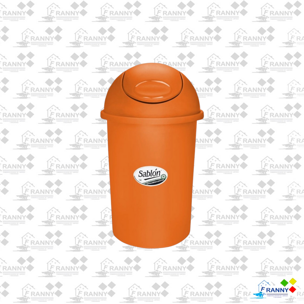 Bote de basura naranja con tapa vaivén Sablon