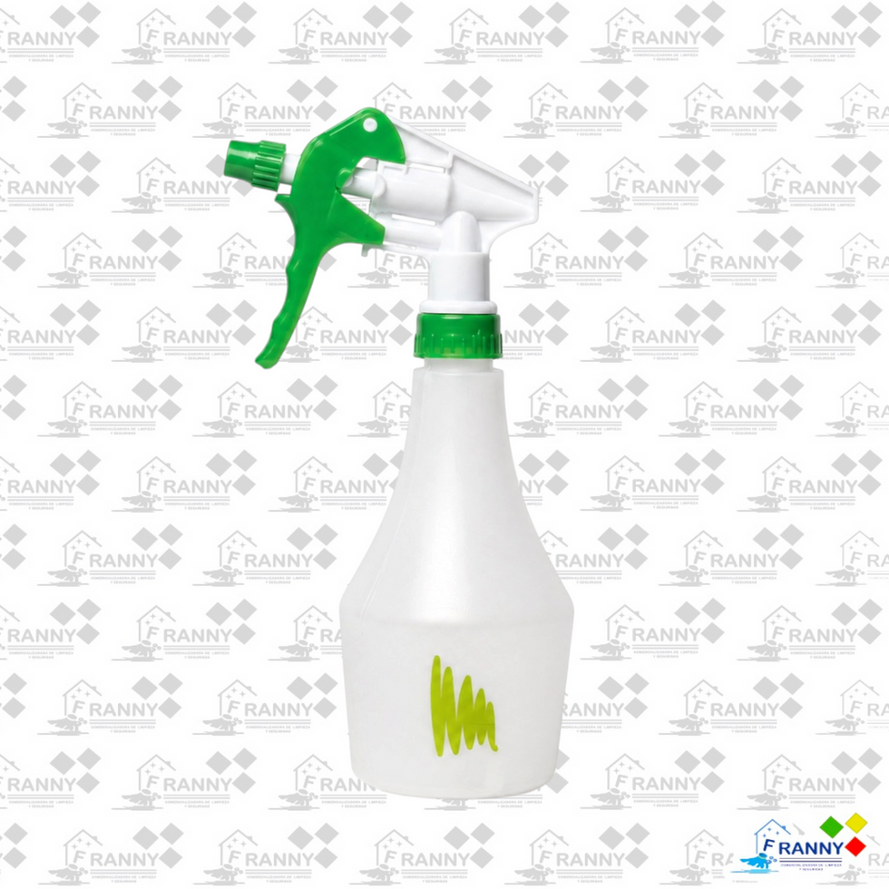 Botella de spray blanca con pulverizador verde