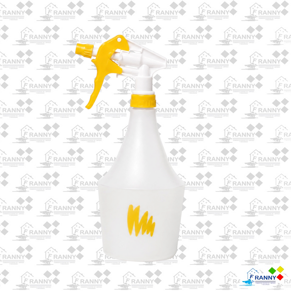 Pulverizador blanco con gatillo y boquilla amarillos