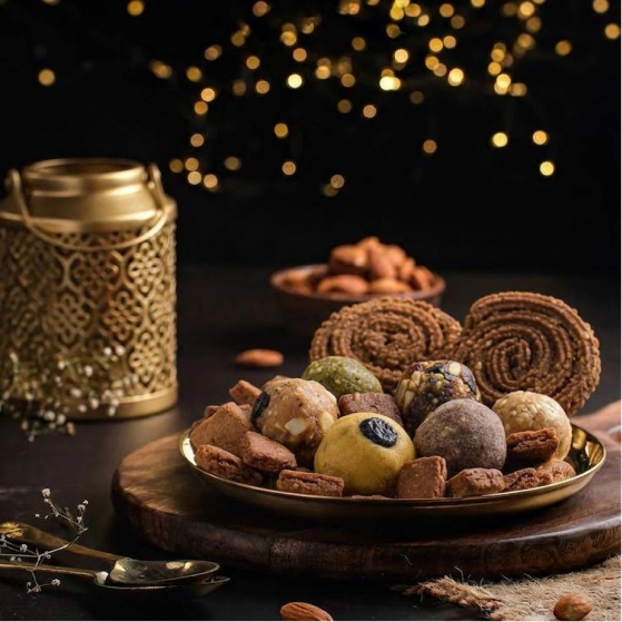 Image (A plate of freshly made Indian laddoos)