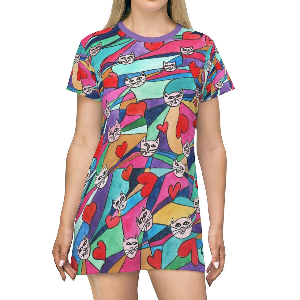  T-Shirt Dress-Cat Love