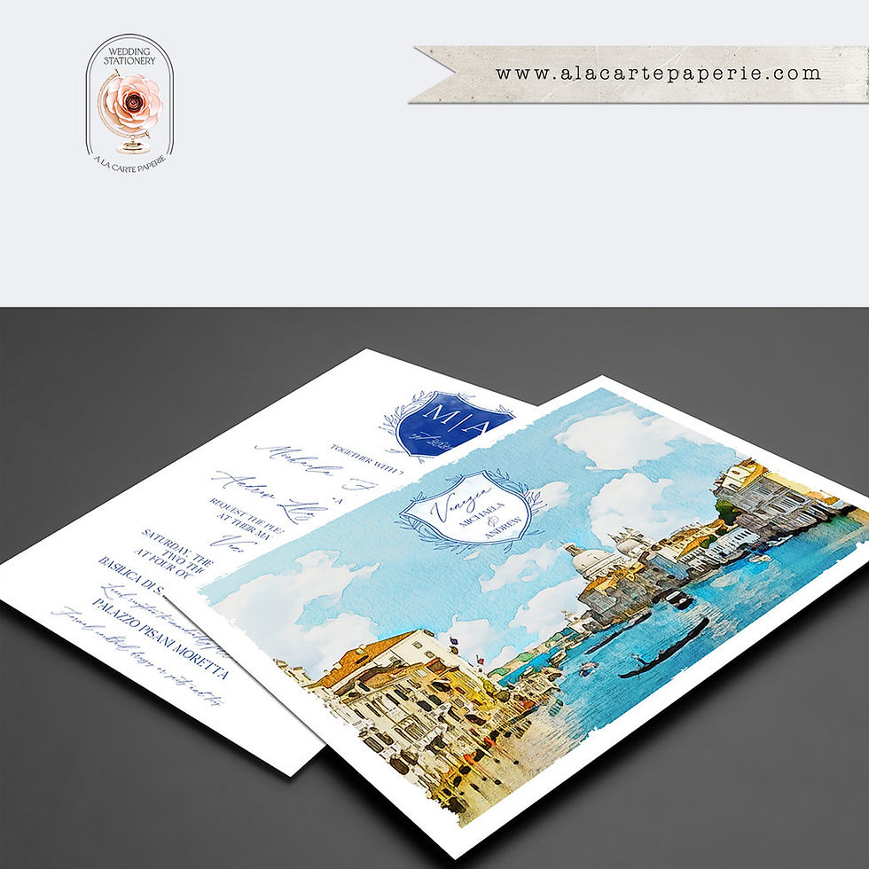 Thumbnail: Venice Italy Watercolor Illustrated Italian Destination Wedding Invitation Set