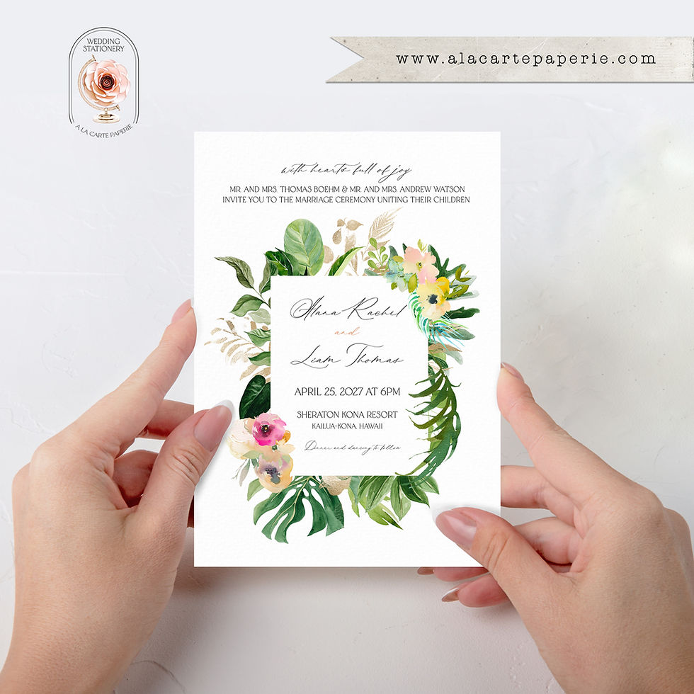 Thumbnail: The Big Island Hawaii Watercolor Illustrated Destination Wedding Invitation Set