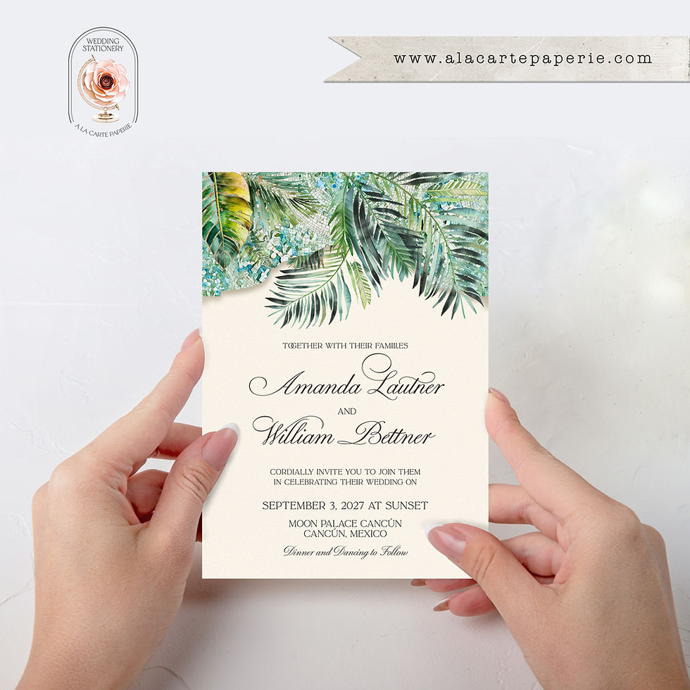 Thumbnail: Cancun Mexico Illustrated Beach Destination Wedding Invitation Set