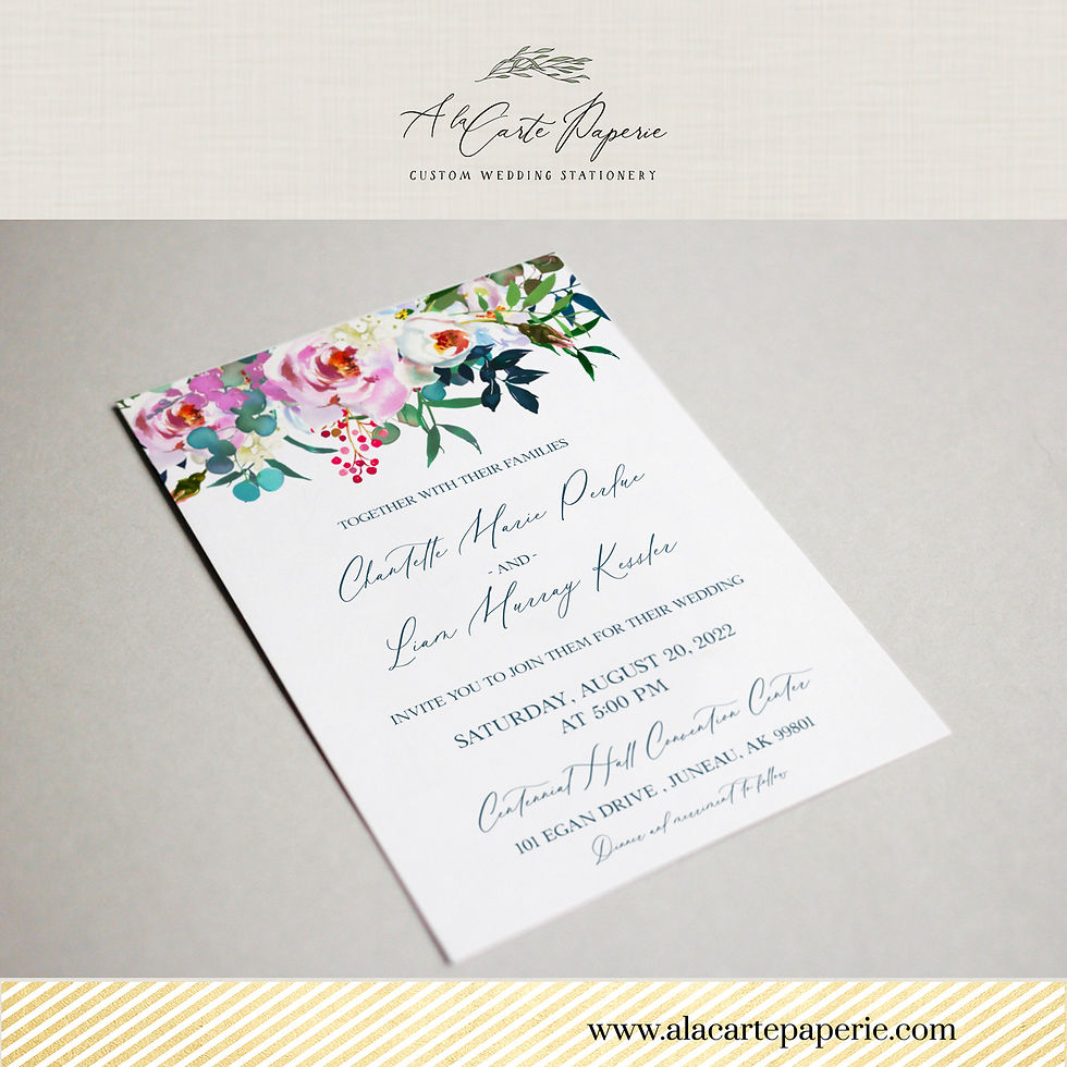 Thumbnail: Juneau Alaska USA Coastal Watercolor Illustrated Destination Wedding Invitations