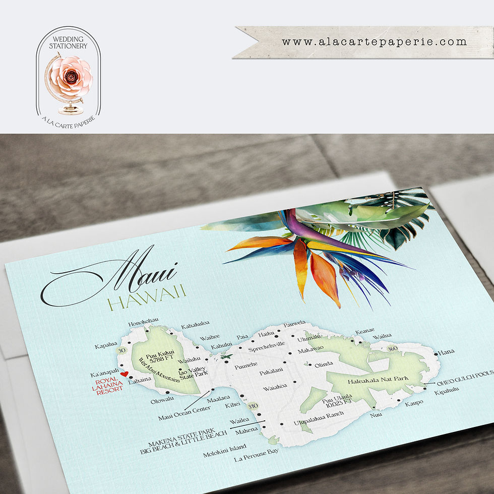 Thumbnail: Maui Hawaii Watercolor Illustrated Destination Wedding Invitation Set