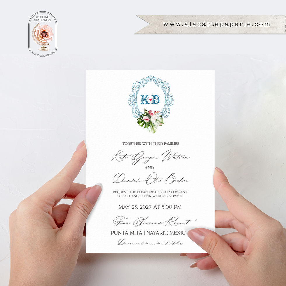 Thumbnail: Punta Mita Mexico Watercolor Illustrated Destination Wedding Invitation Set