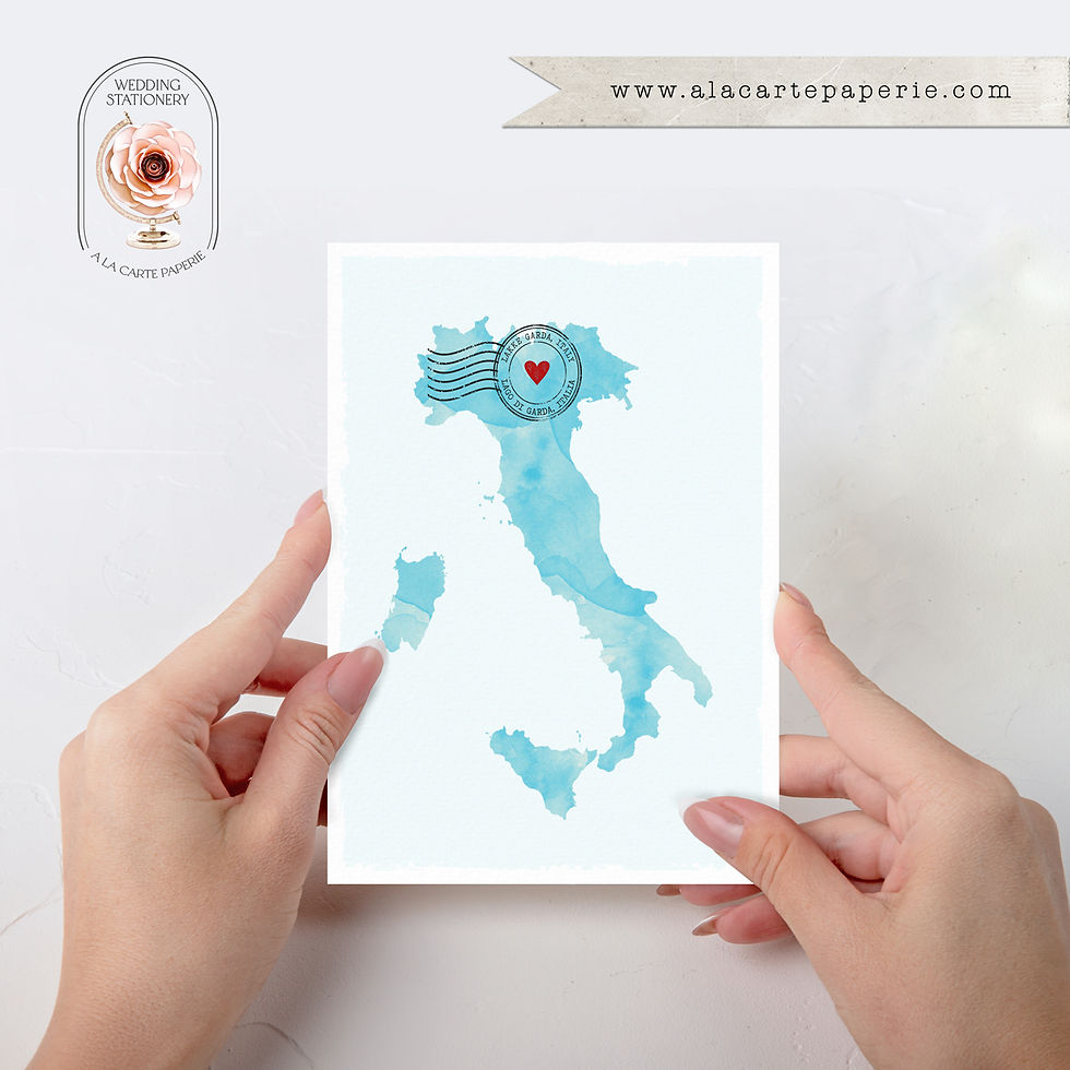 Thumbnail: Lake Garda Italy  Scaligeri Castle Watercolor Destination Wedding Invitation Set