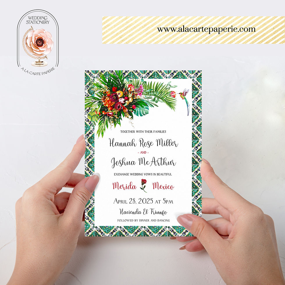 Thumbnail: Merida Yucatan Mexico Watercolor Mexican Destination Wedding Invitation Set