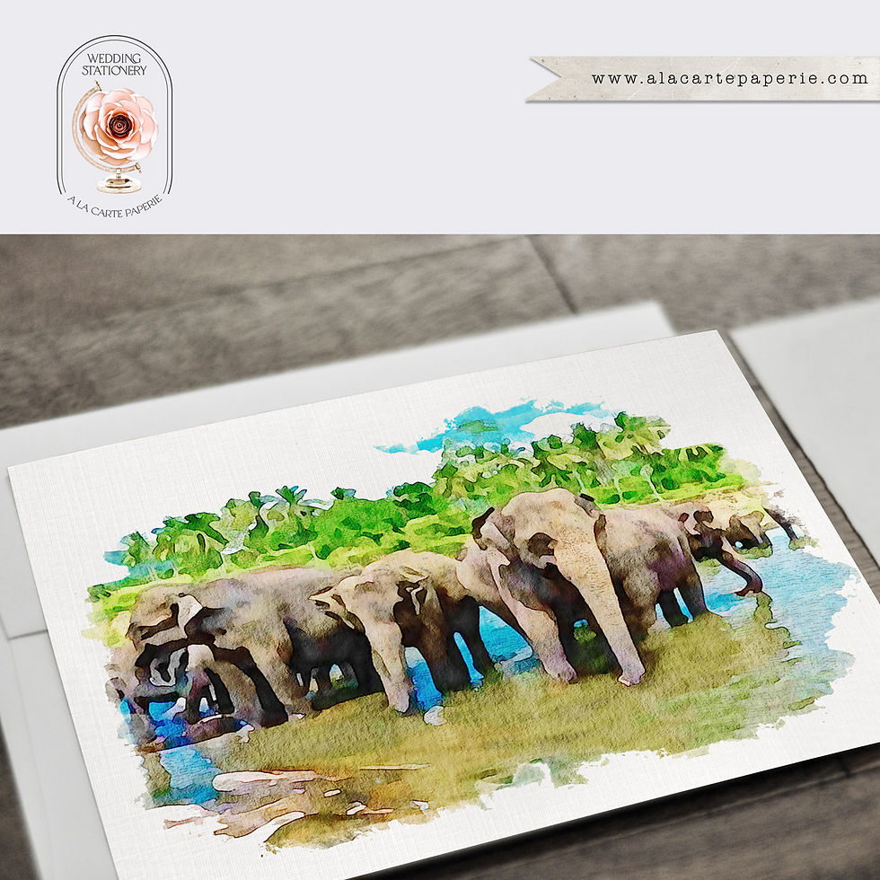 Thumbnail: Sri Lanka Asia Watercolor Illustrated Destination Wedding Invitation Set
