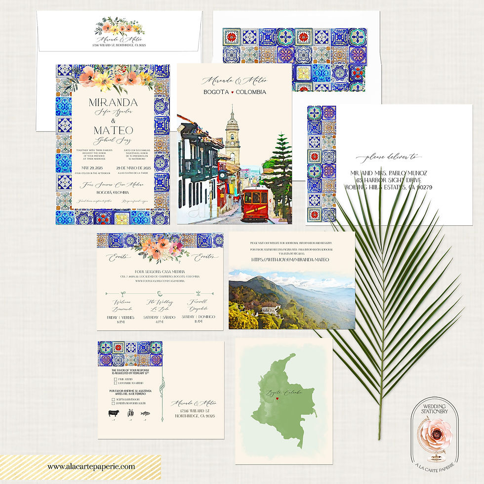 Thumbnail: Bogota Colombia South-America Watercolor Destination Wedding Invitation Set