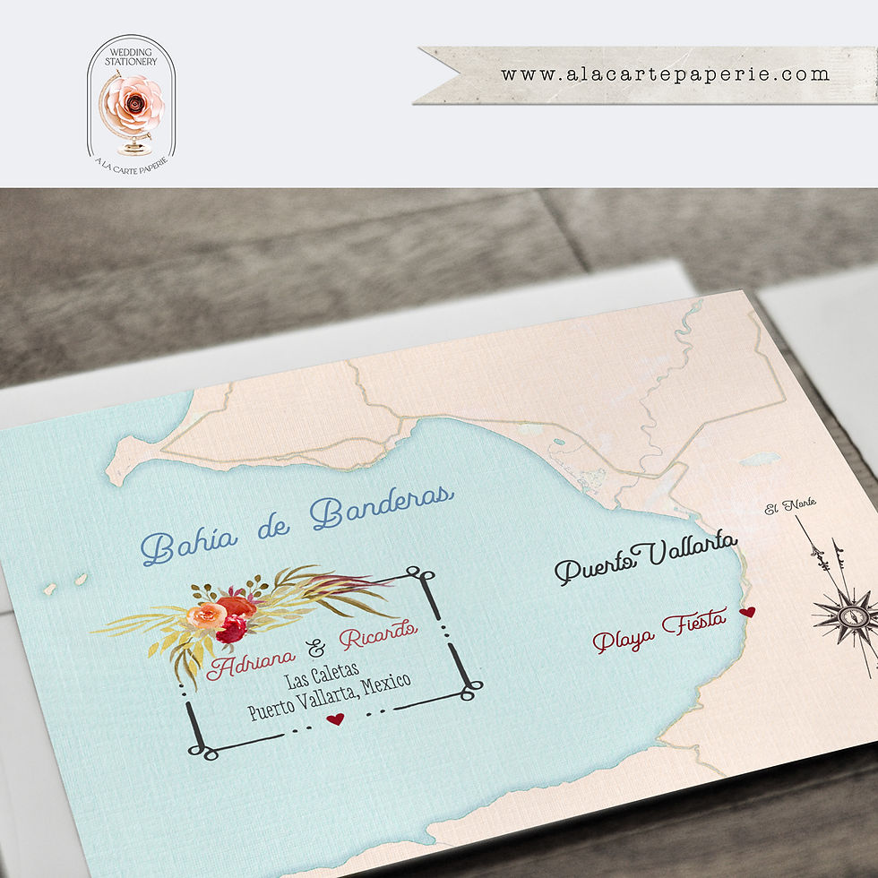 Thumbnail: Puerto Vallarta Mexico Watercolor Mexican Destination Wedding Invitation Set