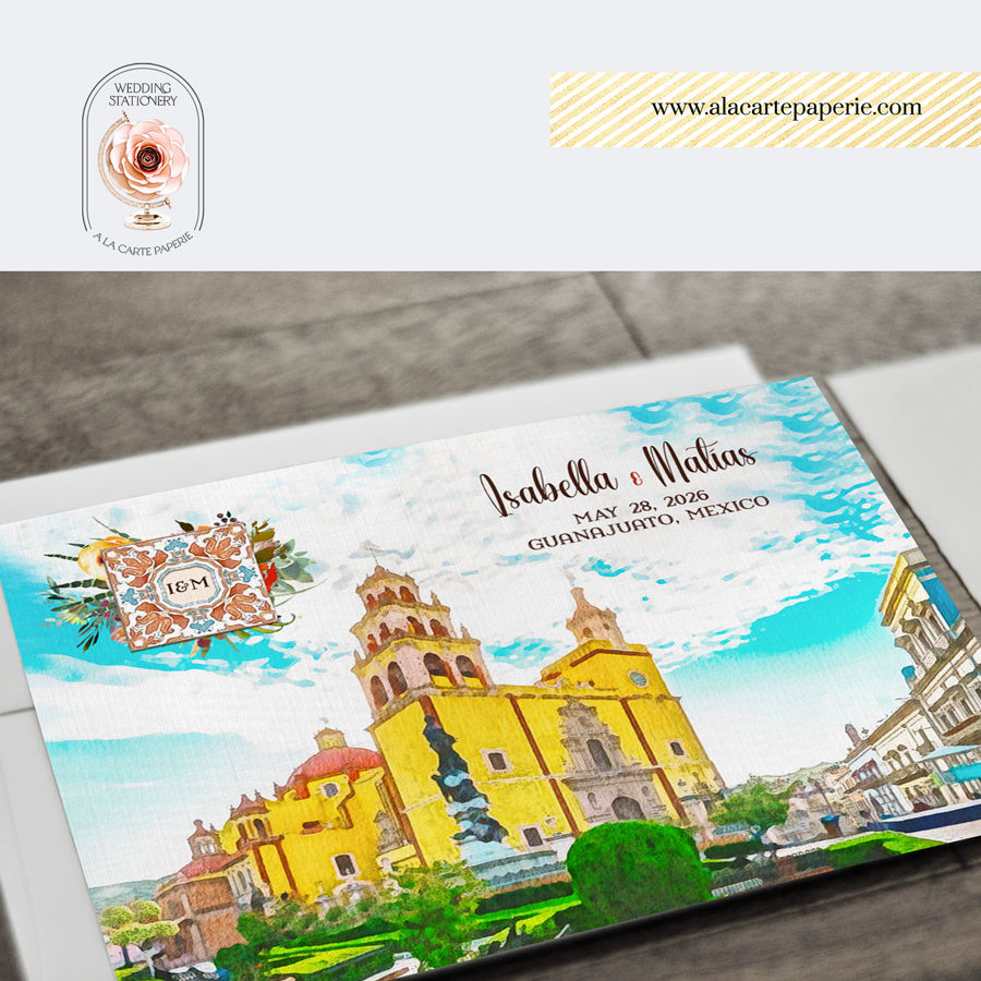 Thumbnail: Guanajuato Mexico Watercolor Mexican Destination Wedding Invitation Set
