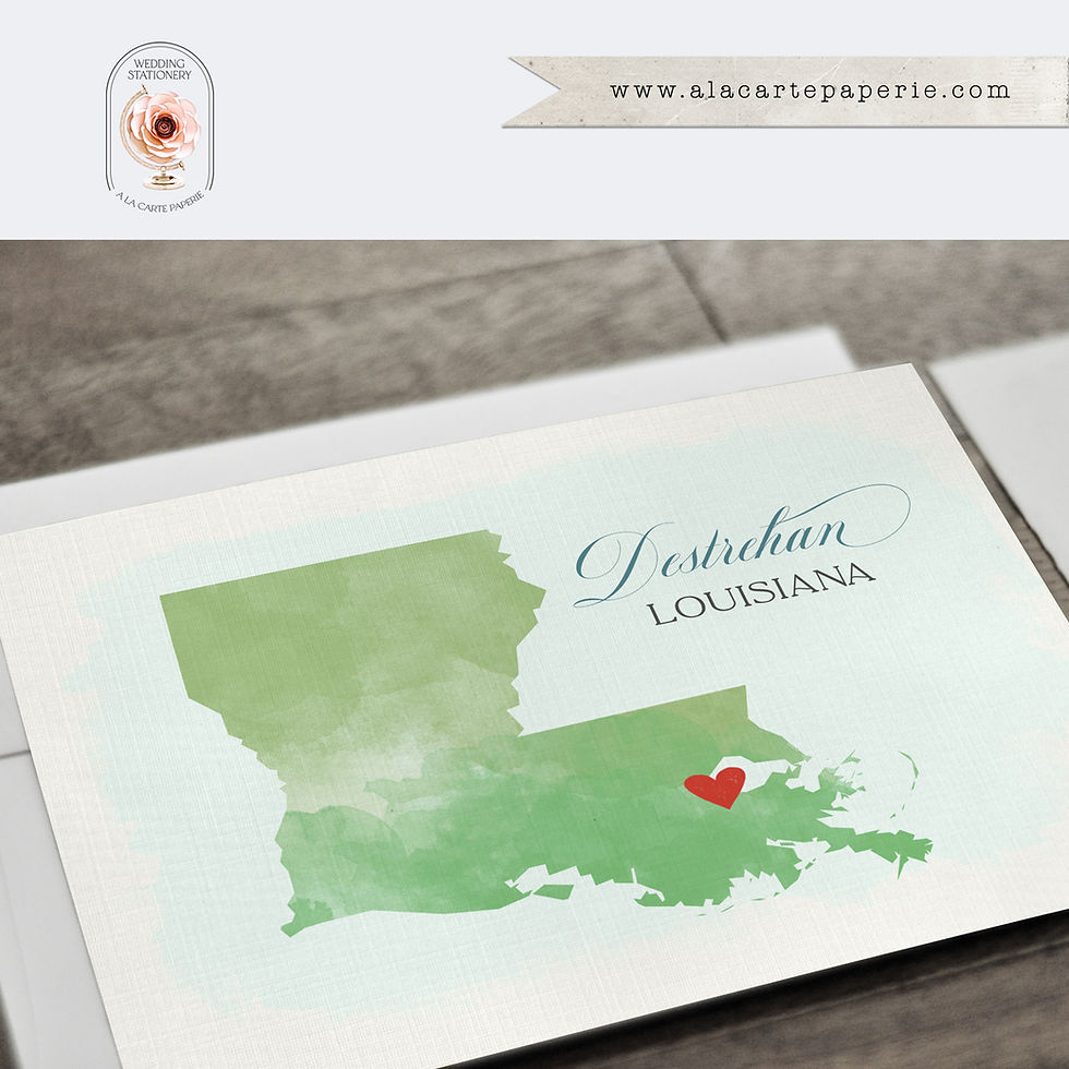 Thumbnail: Destrehan Plantation Louisiana NOLA Wedding Invitations Watercolor Oak Tree Moss