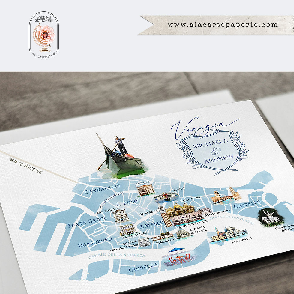 Thumbnail: Venice Italy Watercolor Illustrated Italian Destination Wedding Invitation Set