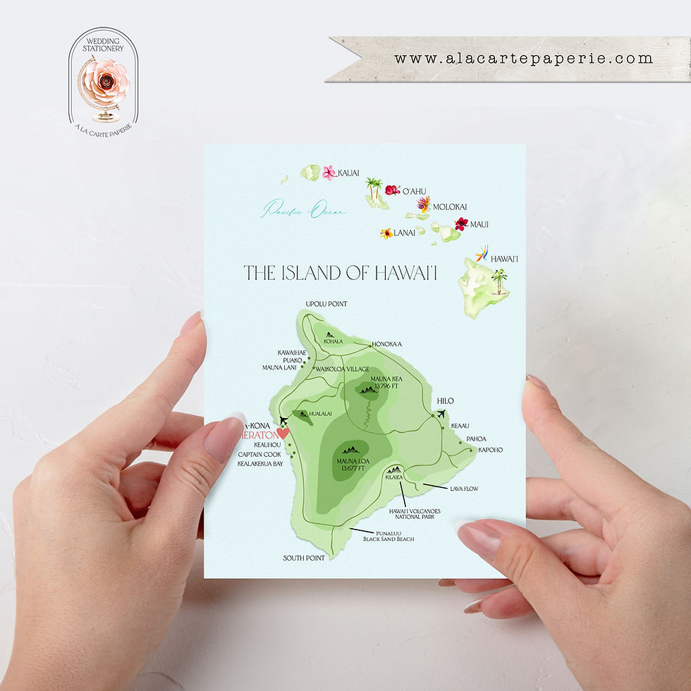 Thumbnail: The Big Island Hawaii Watercolor Illustrated Destination Wedding Invitation Set