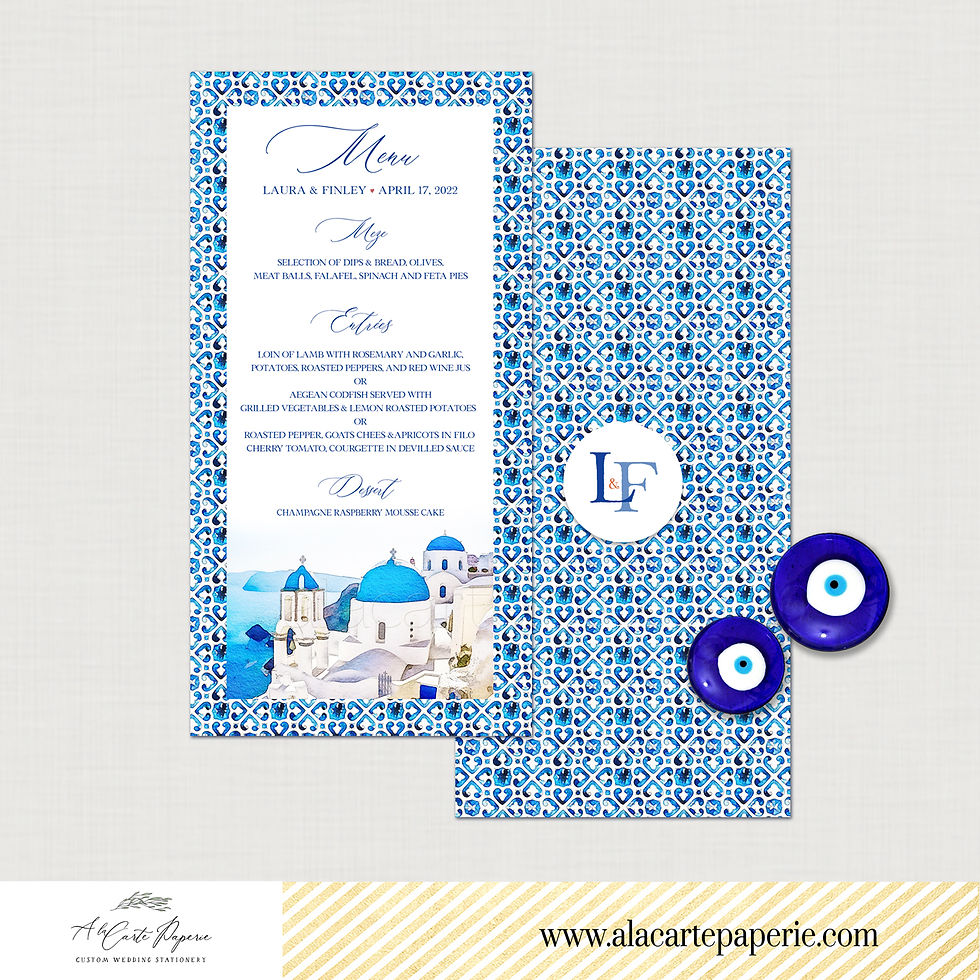 Thumbnail: Santorini Greece Greek Island Destination Wedding Invitation with Watercolors